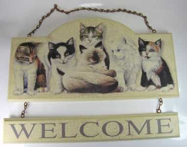 Targa 'WELCOME' con gattini   Hover