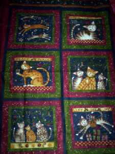 Pannello di stoffa per patchwork riquadri Gatti natalizi  Hover